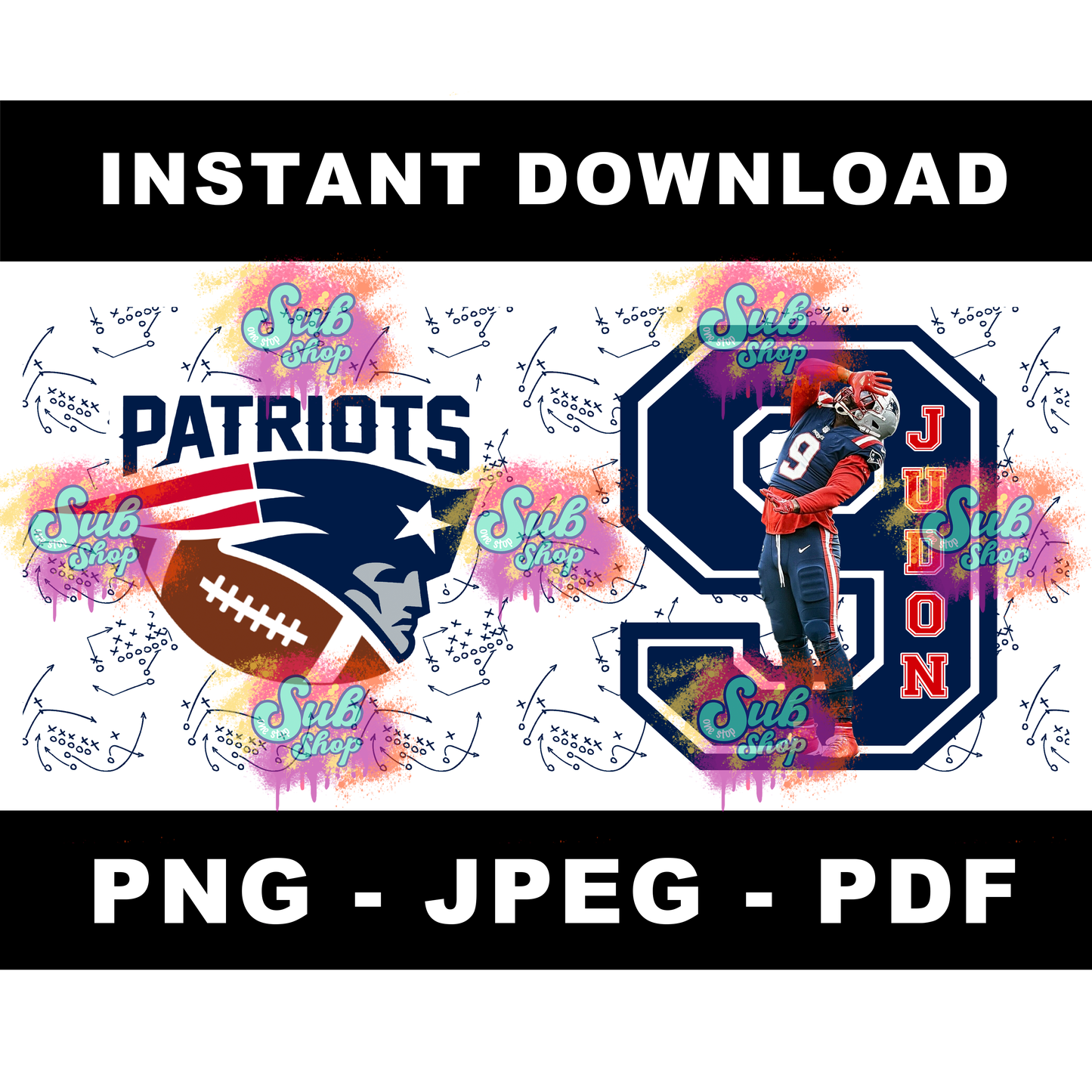 40oz New England Judon Fan Tumbler Wrap