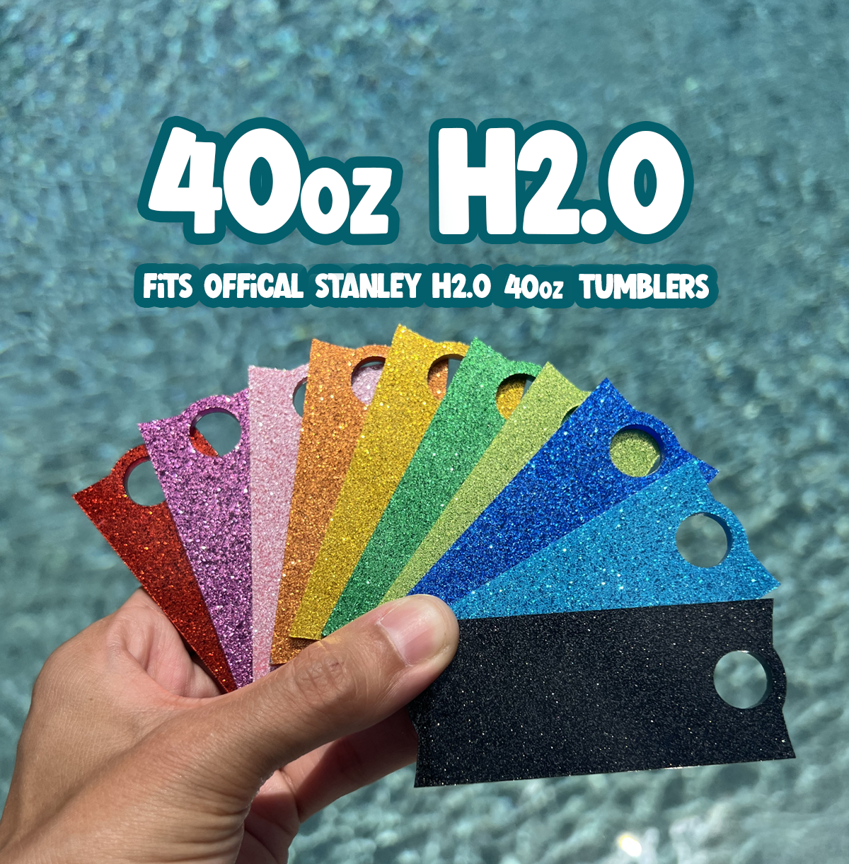 40oz Stanley H2.0 Name Plate - Glitter Name Plate Blank