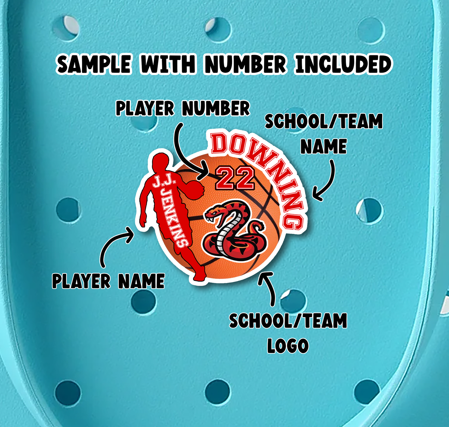 Fully Customizable Boys Basketball Bogg Bit Charm