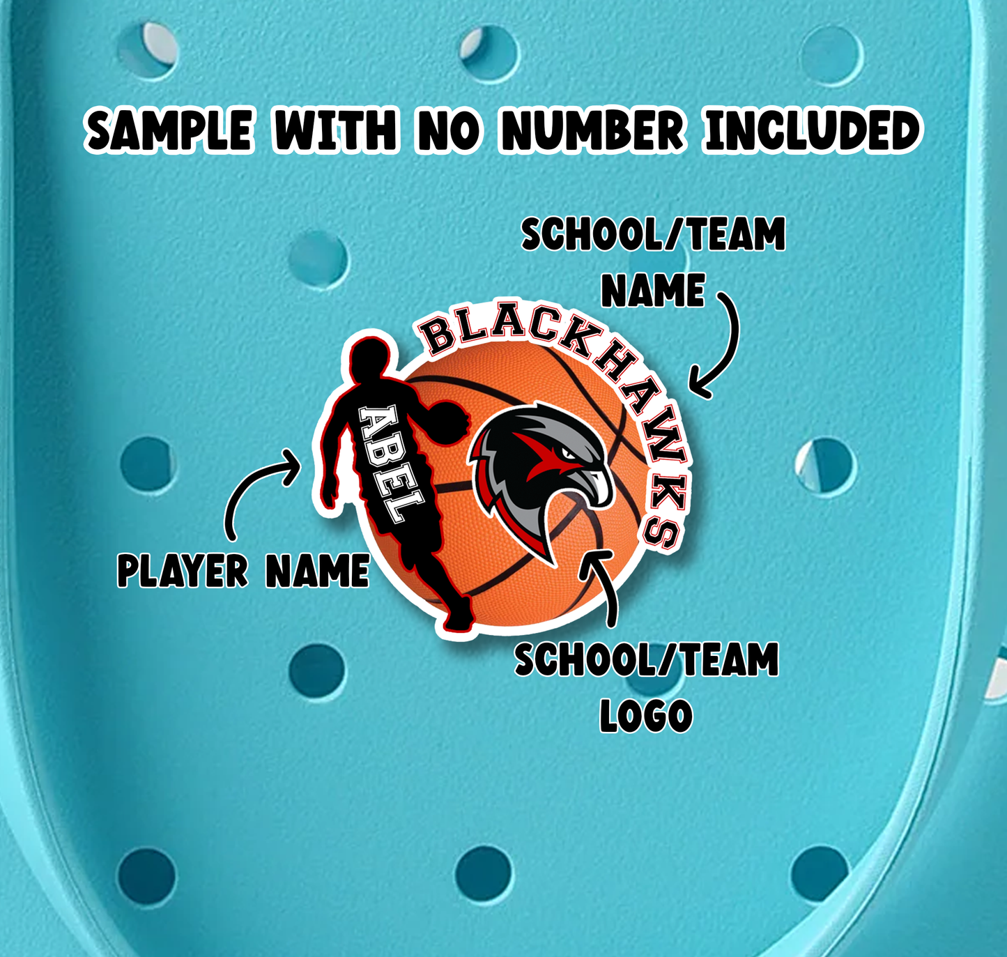 Fully Customizable Boys Basketball Bogg Bit Charm