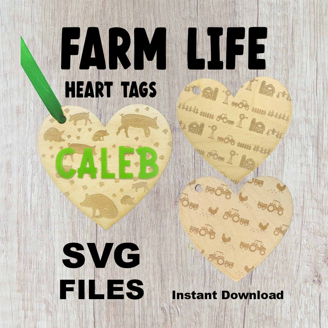 Farm Life Valentine's Day Heart Tag SVG Cut Files - Instant Download