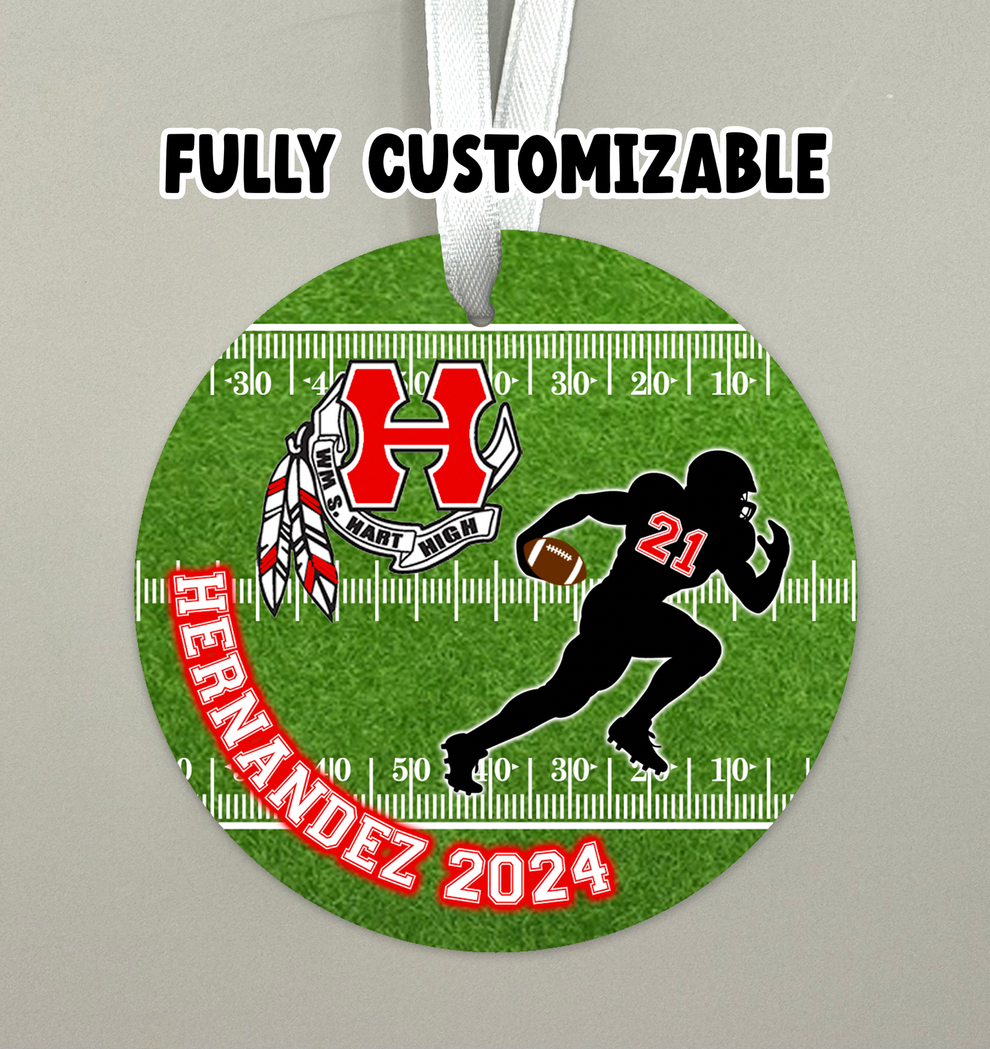 Custom School Football Ornament