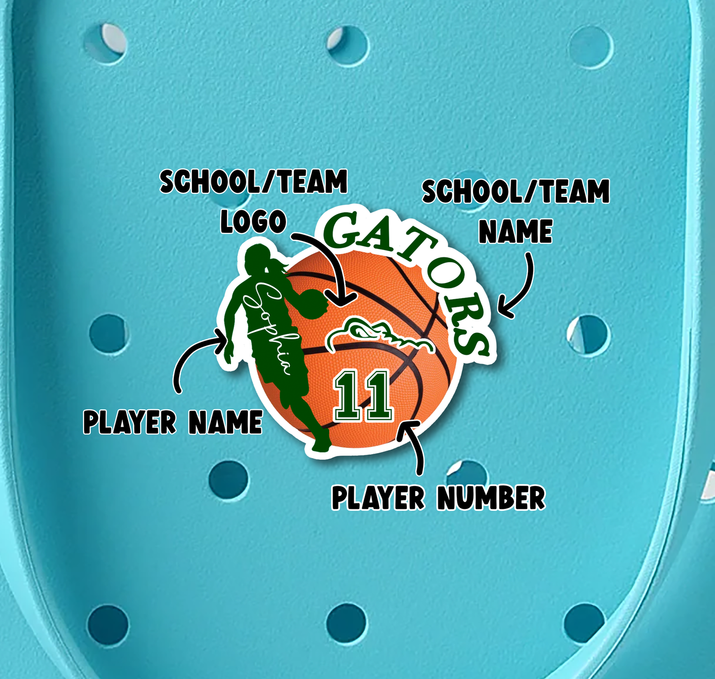 Fully Customizable Girls Basketball Bogg Bit Charm