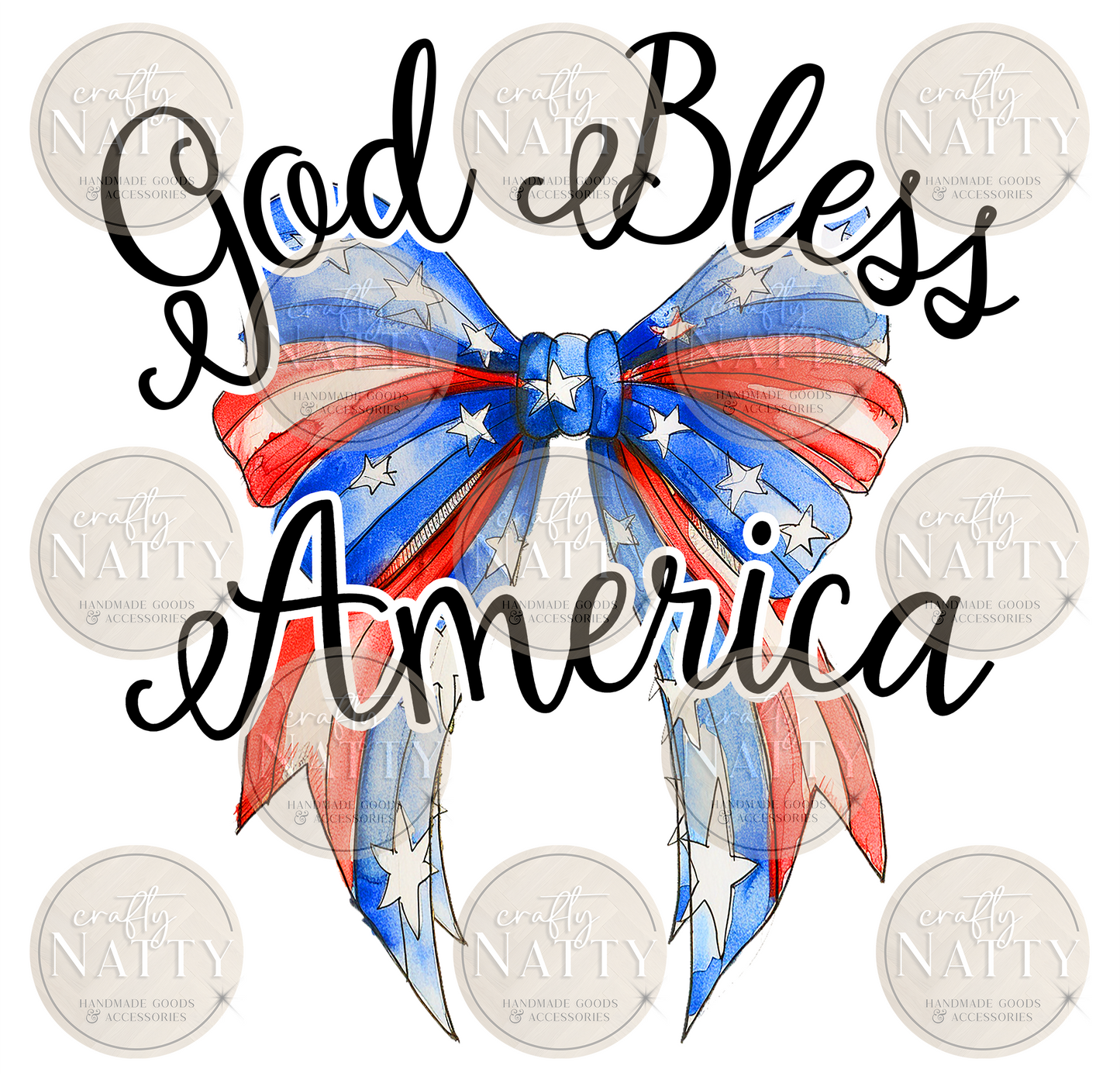 Patriotic Watercolor Coquette Ribbon Bows - Instant Download - PNG Files