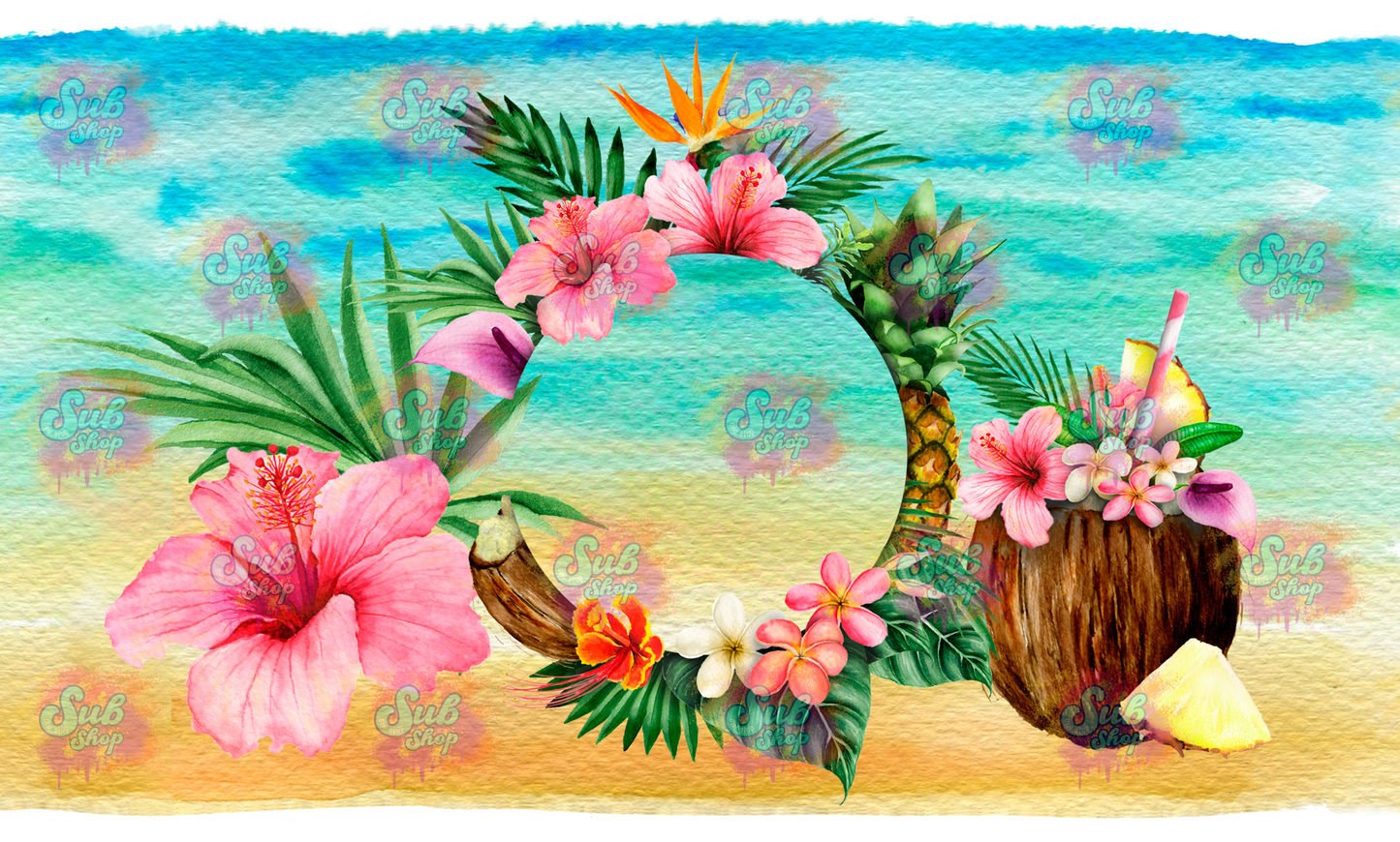 Hawaiian Sublimation Wrap - 12 oz Kids Straw Top Tumbler