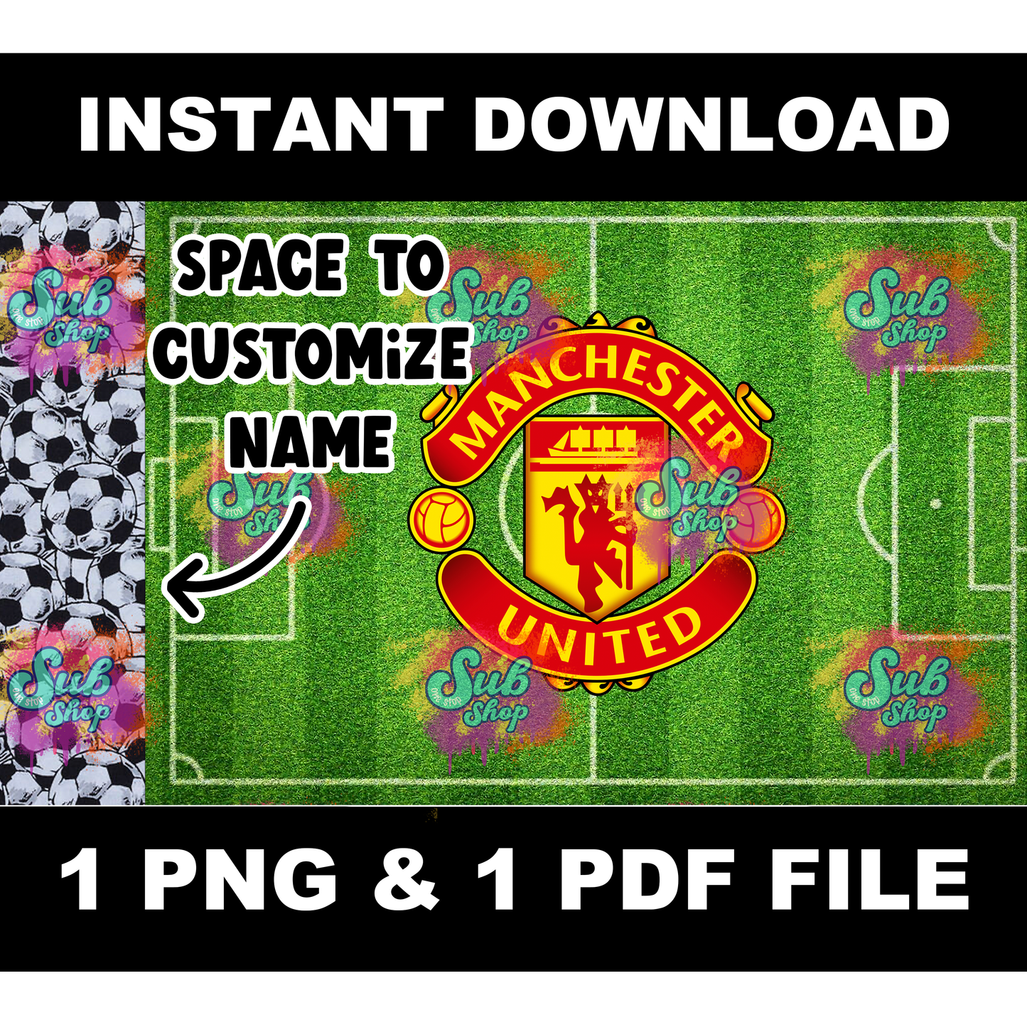 Manchester United Straight Sippy Cup Tumbler Wrap - Instant Download - PNG & PDF