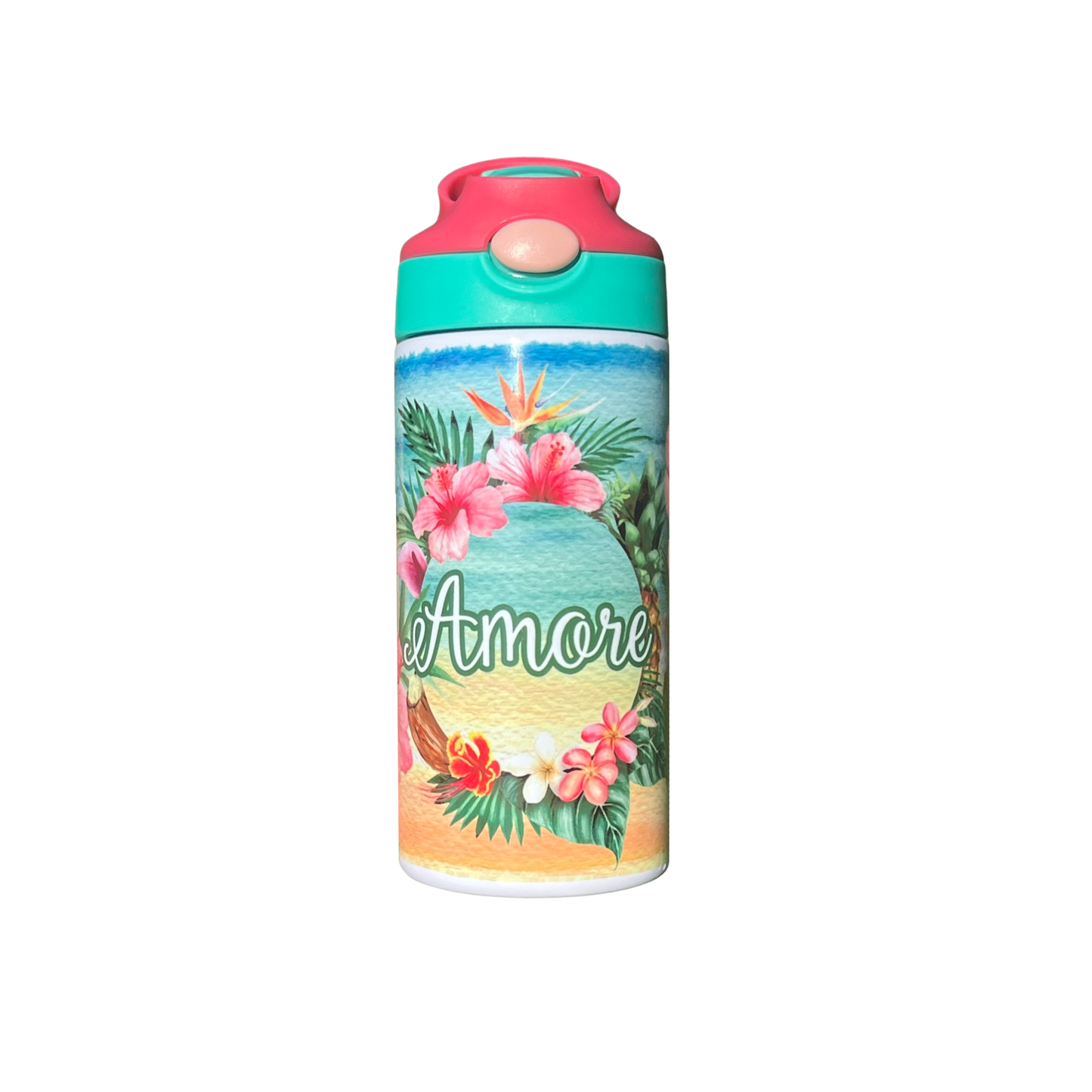 Hawaiian Sublimation Wrap - 12 oz Kids Straw Top Tumbler