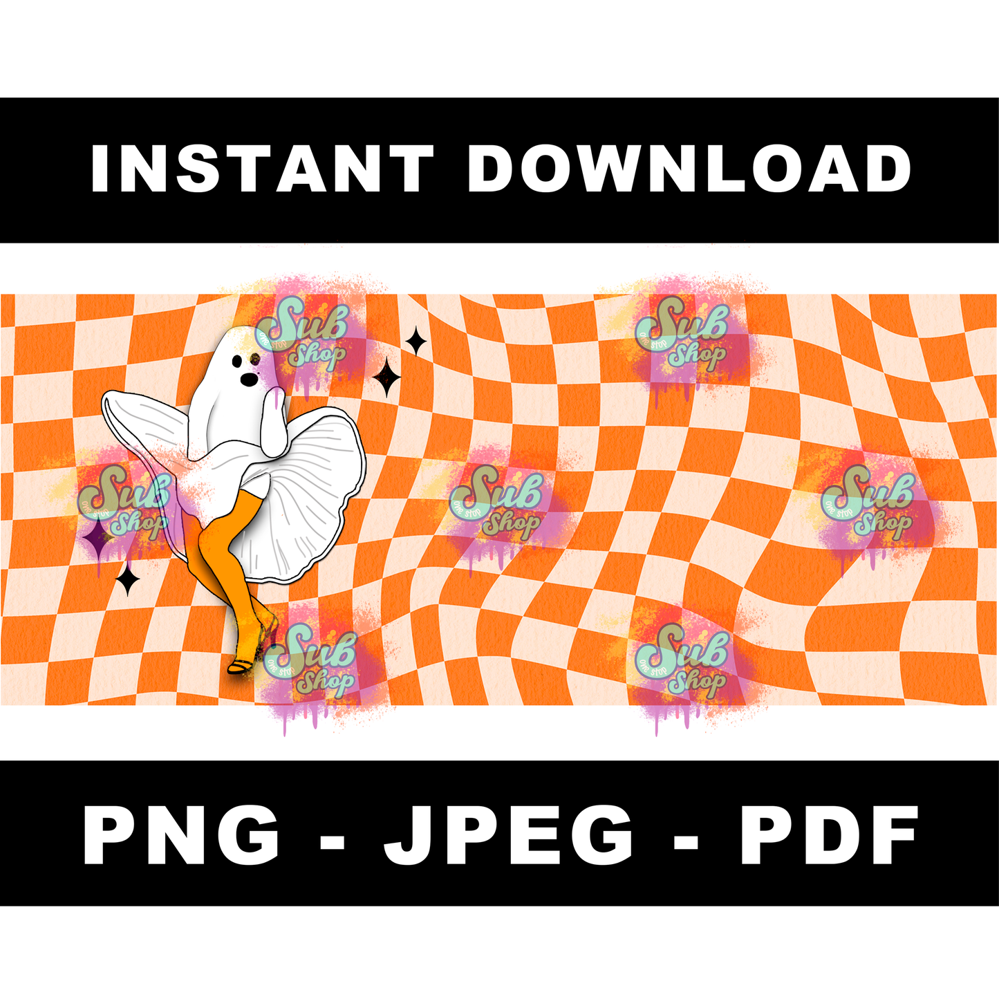 11oz Mug Ghost Marilyn - Instant Download - PNG - JPEG - PDF