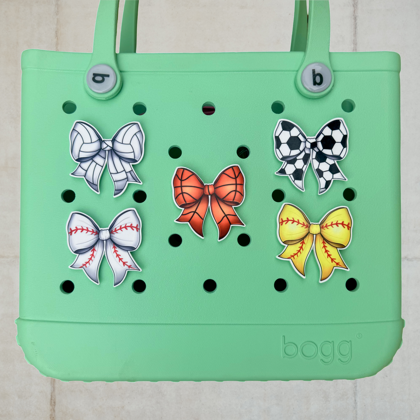 Sports Coquette Bow Bogg Bit Charm