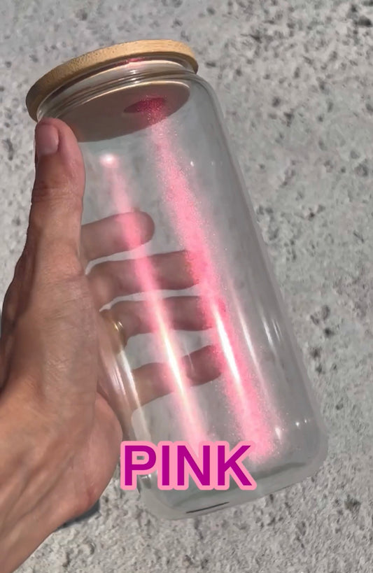 20oz Iridescent Sublimation Glass Cans - Bamboo Lid and Straw