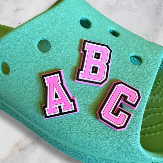 Pink Varsity Letter Shoe Charms