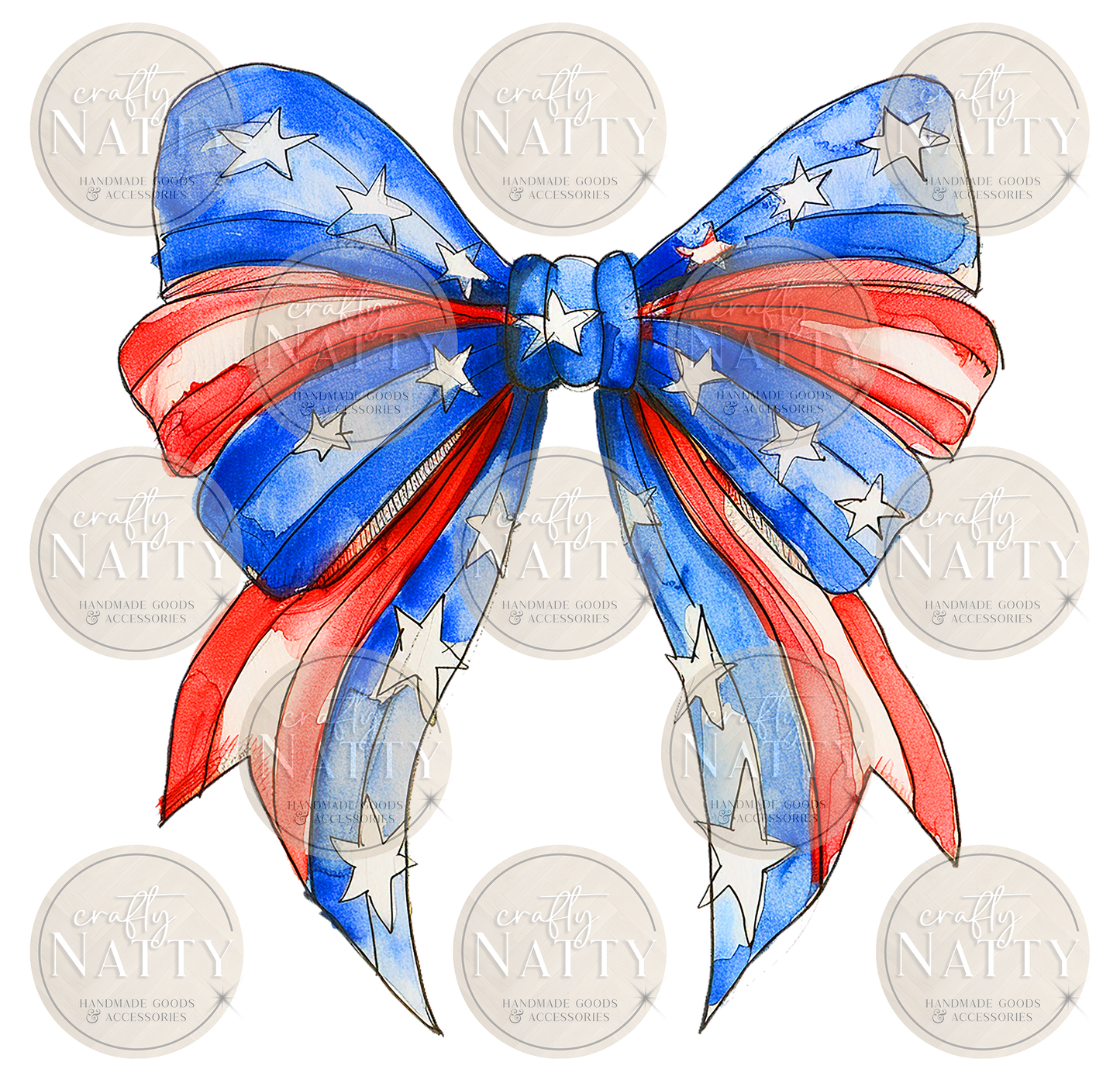 Patriotic Watercolor Coquette Ribbon Bows - Instant Download - PNG Files