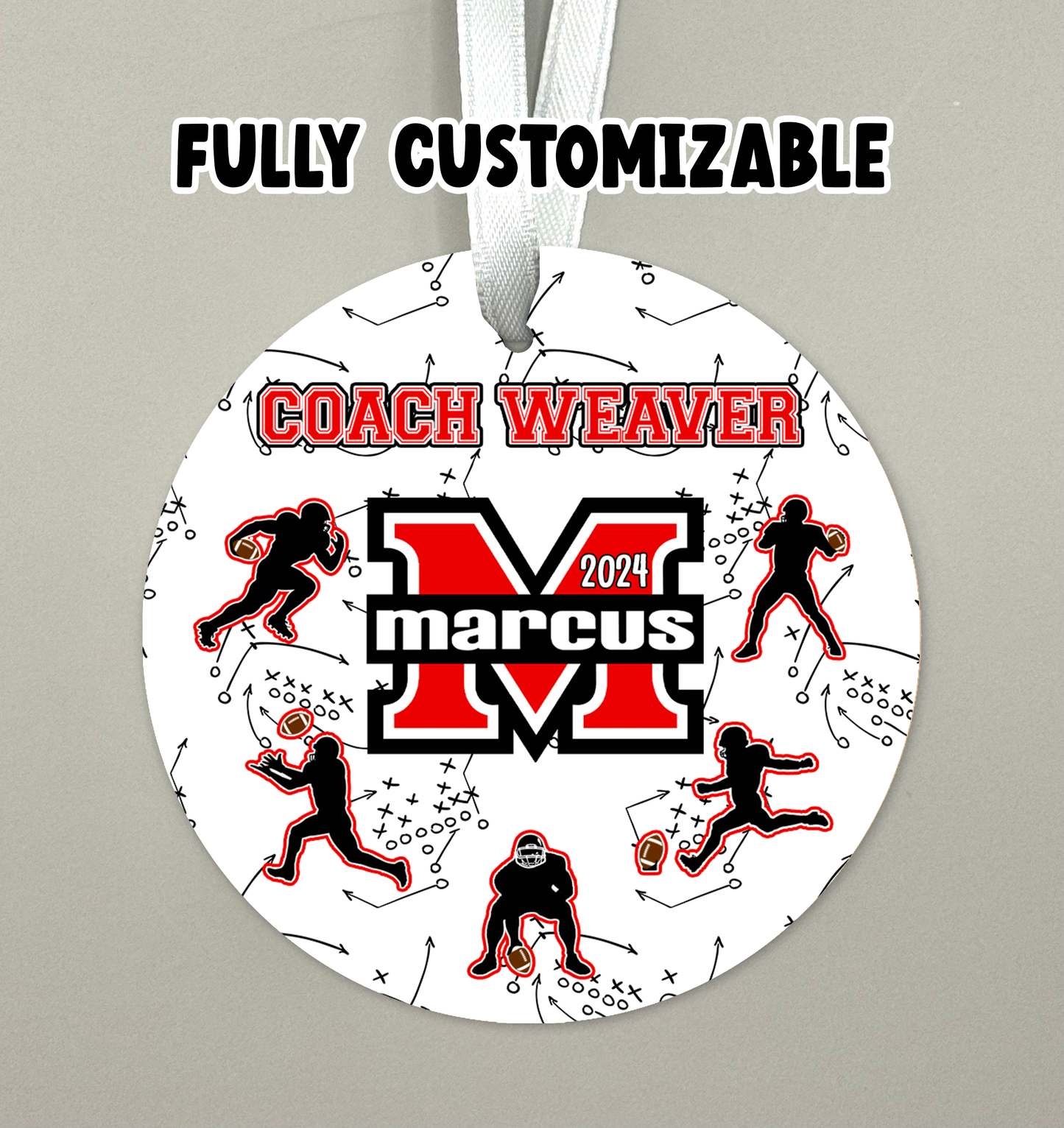 Custom School Football Coach Ornament