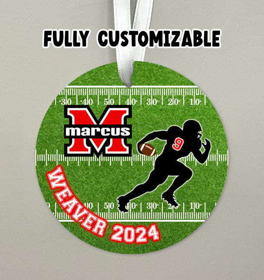 Custom School Football Ornament