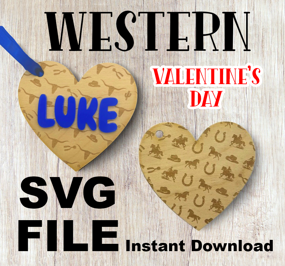 Western Valentine's Day Heart Tag SVG Cut Files - Instant Download