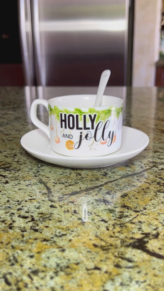 Holly and Jolly But Not without Coffee - Ceramic Mug Set