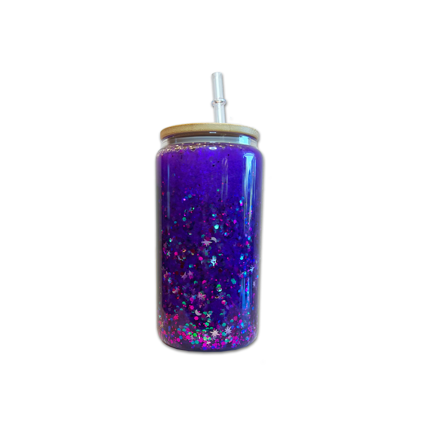 Halloween Snow Globe Glass Tumbler with Bamboo Lid and Straw - Hocus Pocus Apothecary