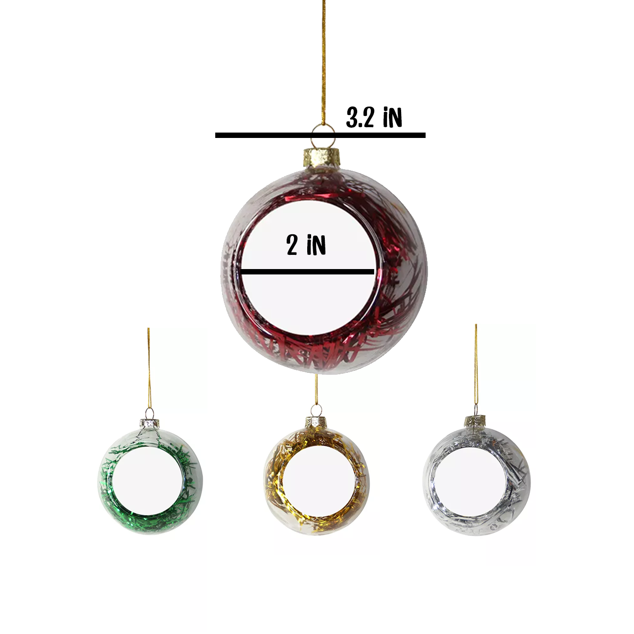 Tinsel Filled Christmas Ornaments - Multiple Colors